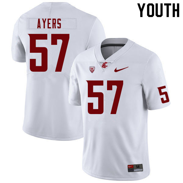Youth #57 Nick Ayers Washington State Cougars College Football Jerseys Sale-White - Click Image to Close